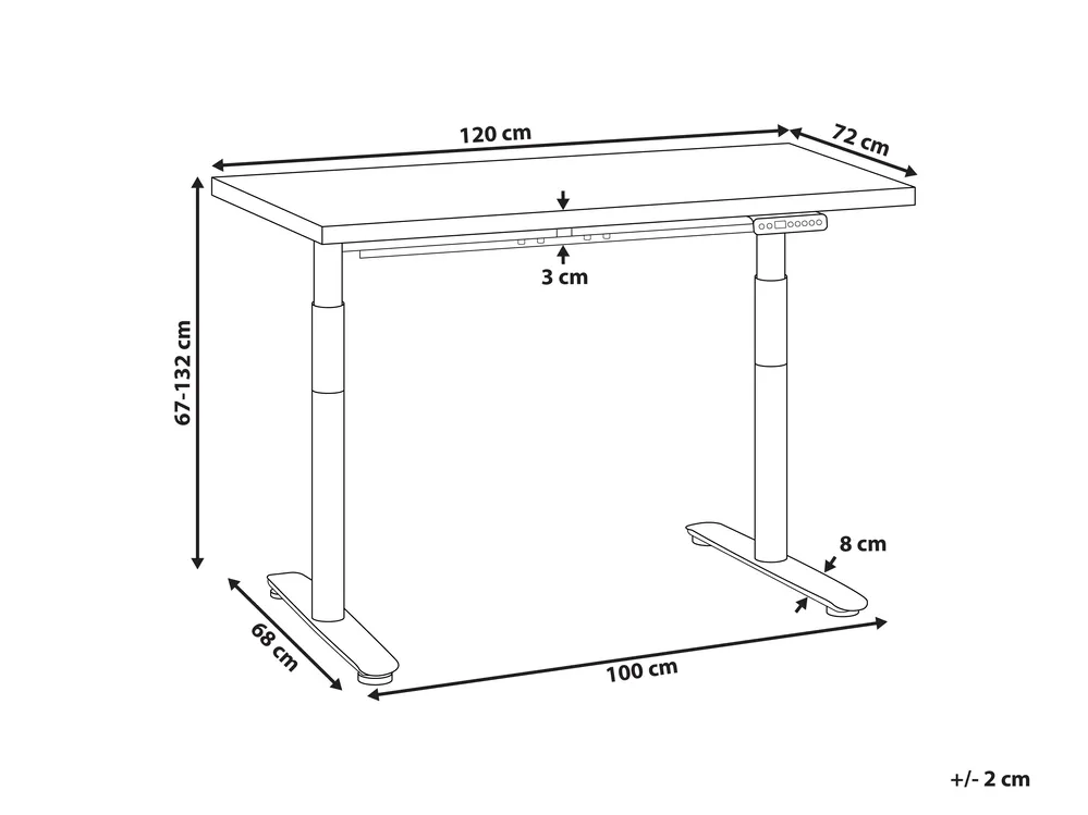 Schreibtisch elektrisch höhenverstellbar DESTINAS 120 cm 72 cm Hellbraun / Weiß_1000403
