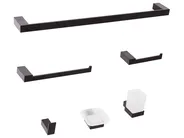 Badezimmerhalter Set 6-teilig TUMACO mit Handtuchstangen und -haken Schwarz_989651