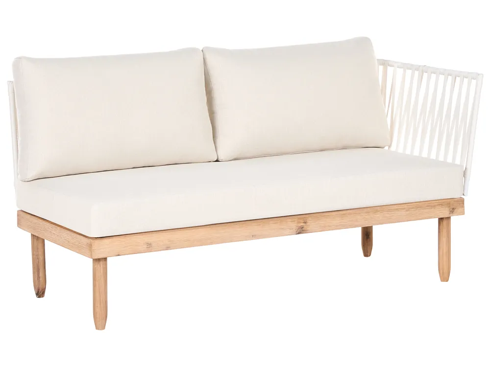 Lounge Set mit Tisch 4-Sitzer CREMONA Akazienholz Weiß rechtsseitig_1090564