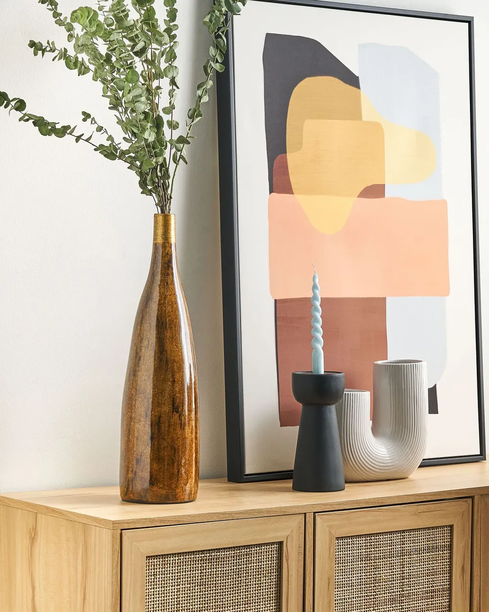 Blumenvase BURGOS 52 cm Keramik Braun