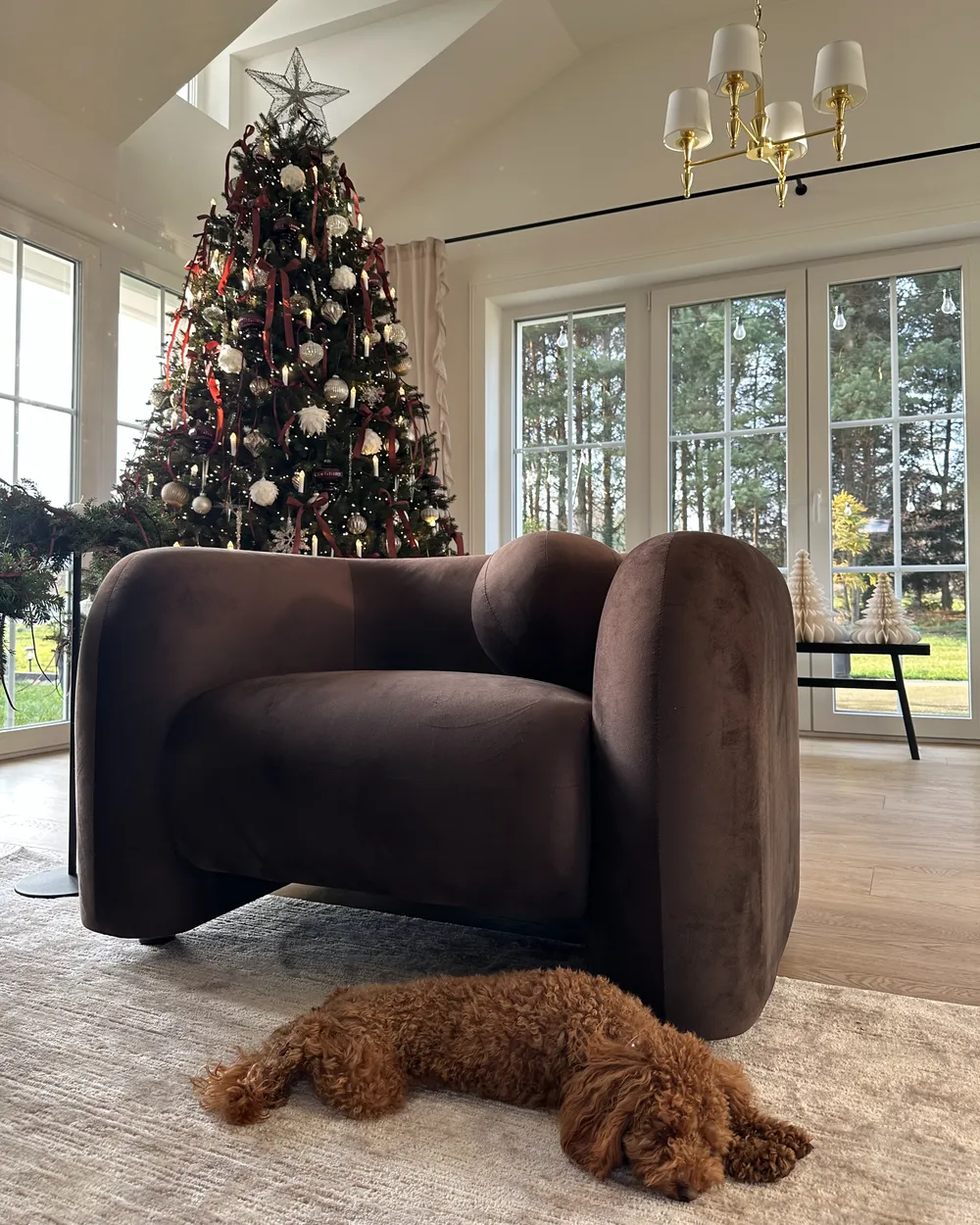Sofa Set 4-Sitzer LEIREN Samtstoff Dunkelbraun_1050431