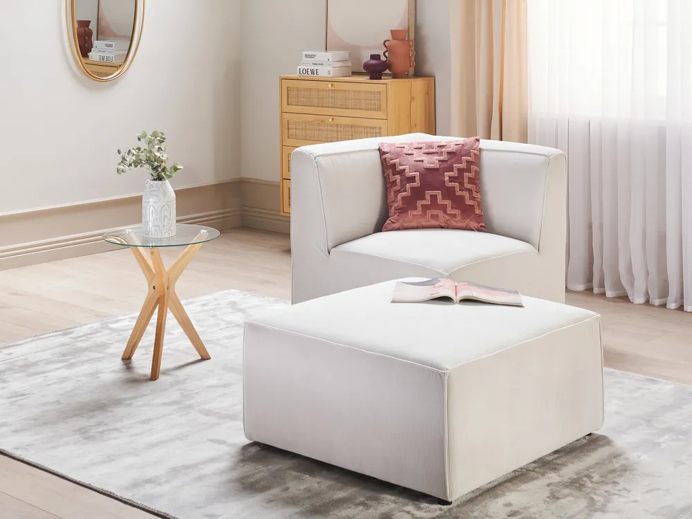 Ottomane LEMVIG Cord Cremeweiß