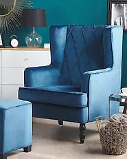 Sessel SANDSET mit Fußstütze Samtstoff Dunkelblau_1177949