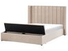Bett mit Stauraumbank NOYERS Samtstoff Beige 160 x 200 cm
