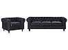 Sofa Set 4-Sitzer CHESTERFIELD Samtstoff Schwarz