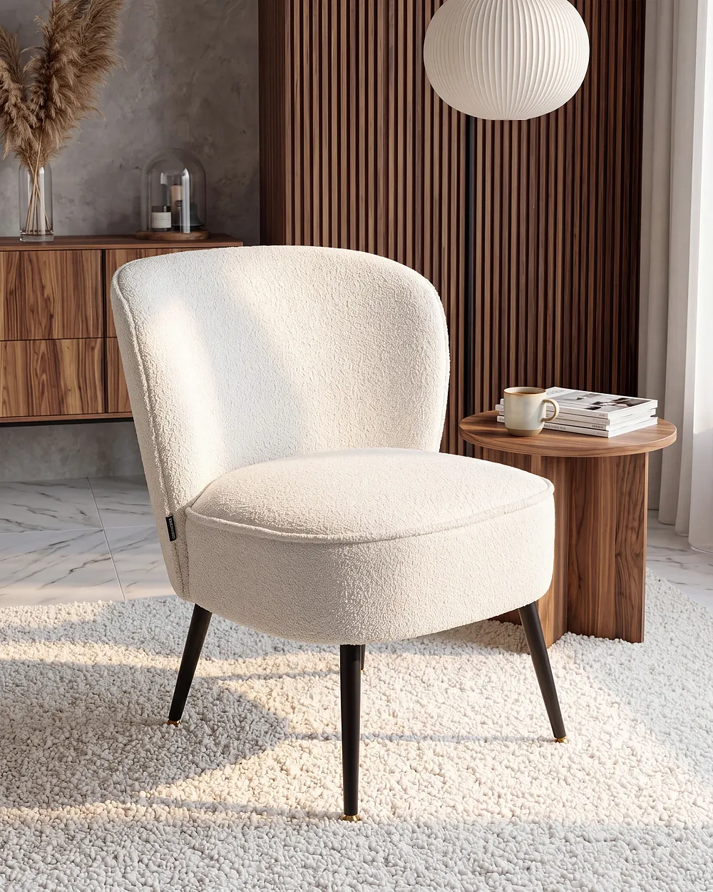 Sessel VOSS Bouclé Weiß_1153889