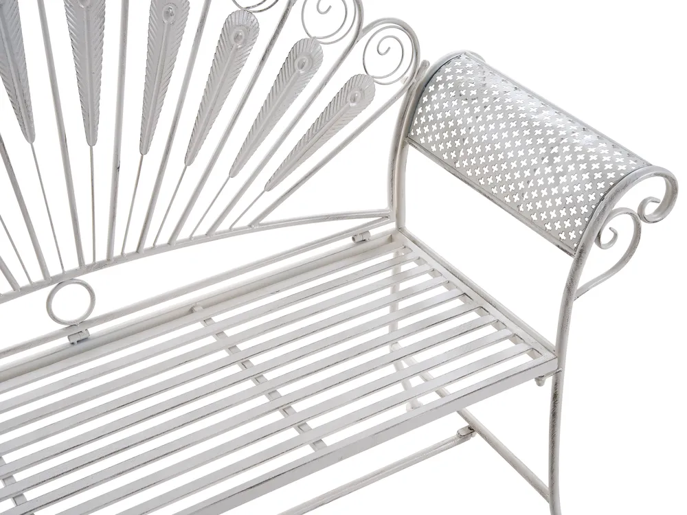 Bistro-Set mit Bank PAVIA Metall Cremeweiß_1046366