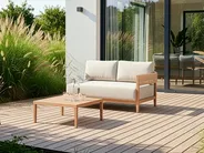 Gartensofa mit Tisch 2-Sitzer SAMPIERI Metall Hellbraun_1000026