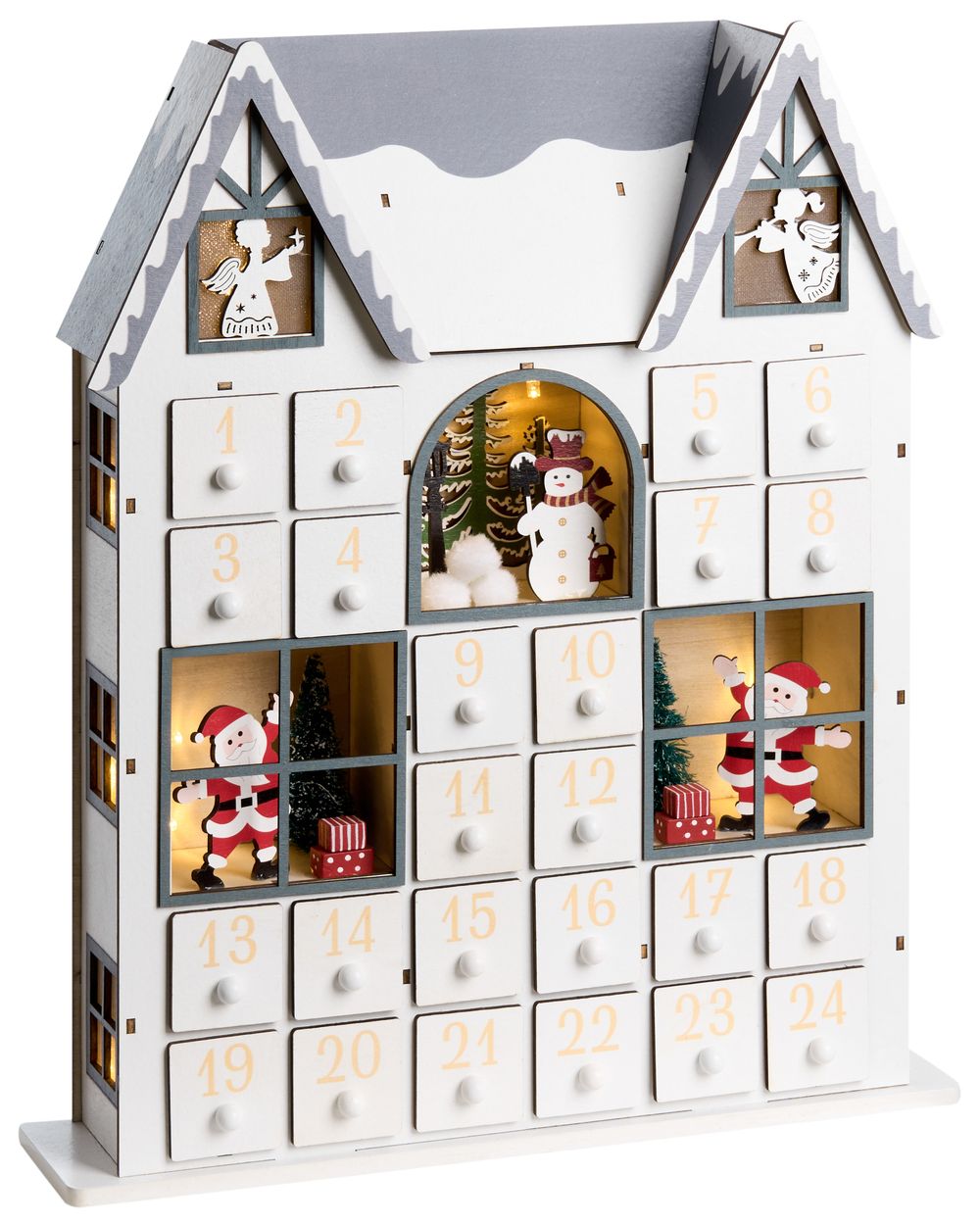 Kerstdecoratie LED FEMUND 40 cm Adventskalender Wit