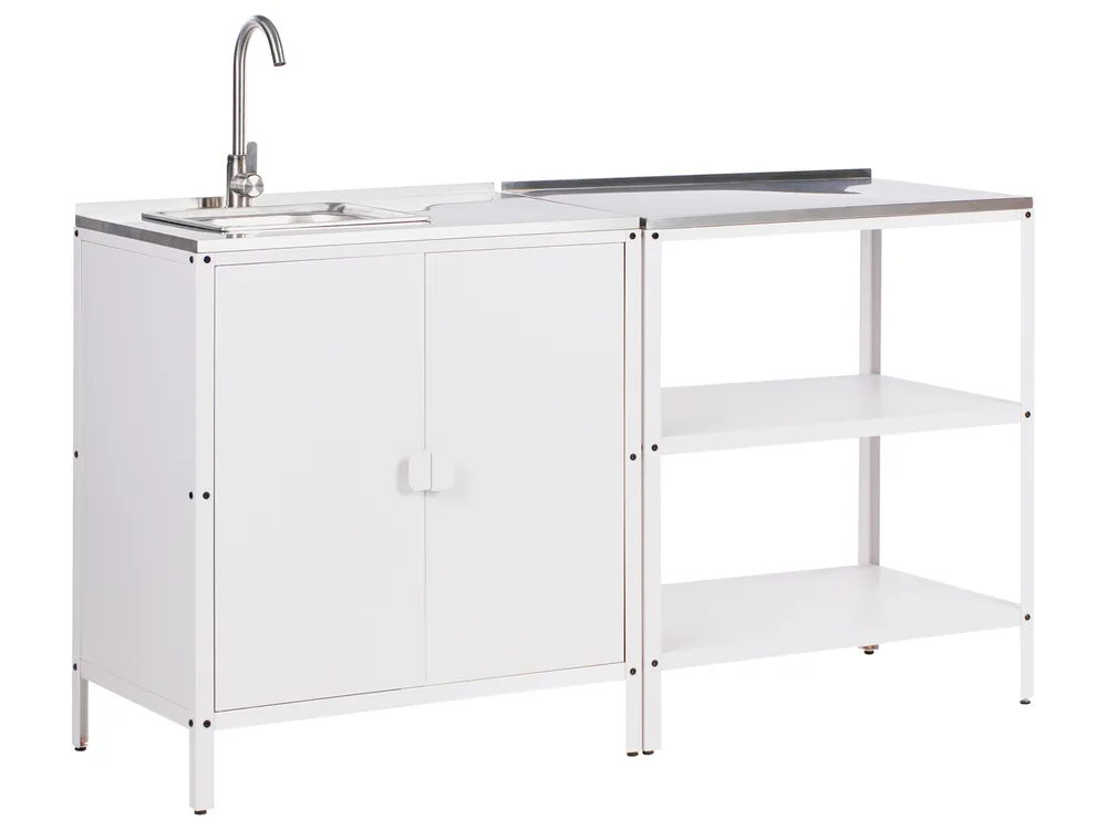 Outdoor-Küche 2er Set mit Spüle VILAMA Weiß Metall