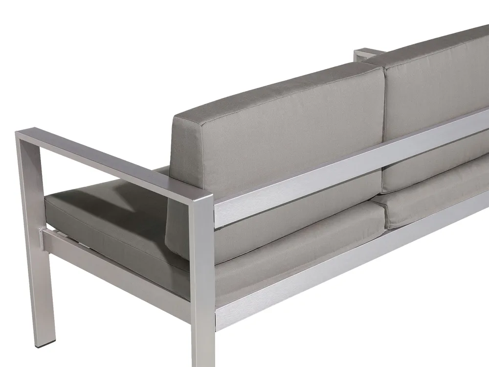 Gartenbank mit Auflage SALERNO 142 cm Metall Dunkelgrau_679504