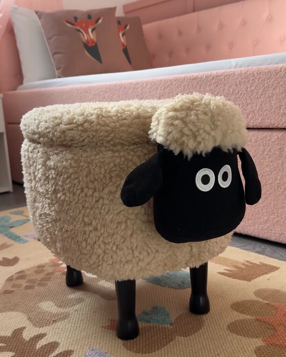 Tierhocker mit Stauraum SHEEP Schaf Stoff Hellbeige_1050826