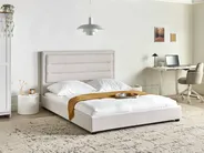 Bett mit Lattenrost Stoff ROUEN 160 x 200 cm Hellbeige_996682