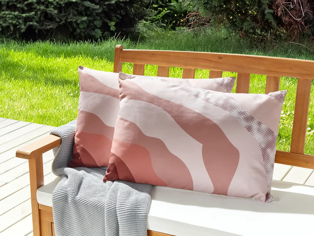 Gartenkissen 2er Set CAMPEI Abstraktes Muster 40 x 60 cm Rosa