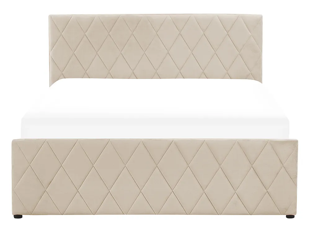 Ottoman Bed ROCHEFORT Velvet Beige 140 x 200 cm (EU Double)_857278