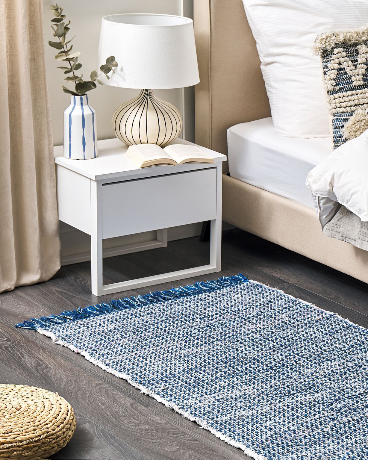 Rug BESNI Blue 80 x 150 cm Cotton