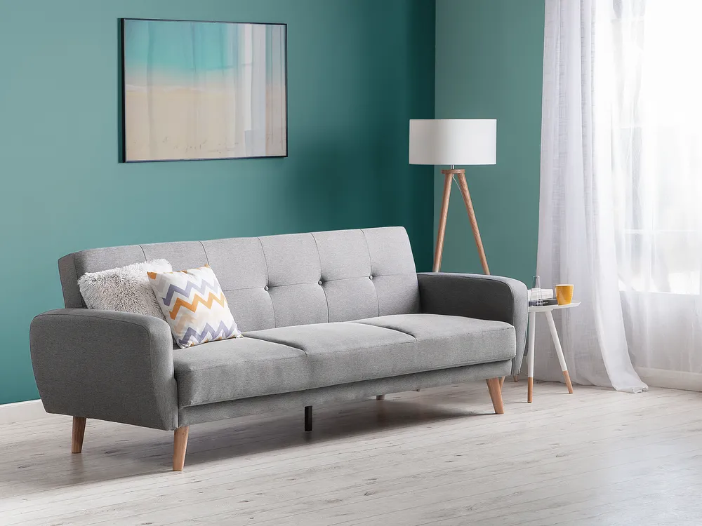 Schlafsofa 3-Sitzer FLORLI Stoff Hellgrau
