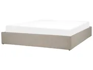 Bett mit Stauraum ohne Kopfteil DINAN Stoff Hellbraun 180 x 200 cm_1002124
