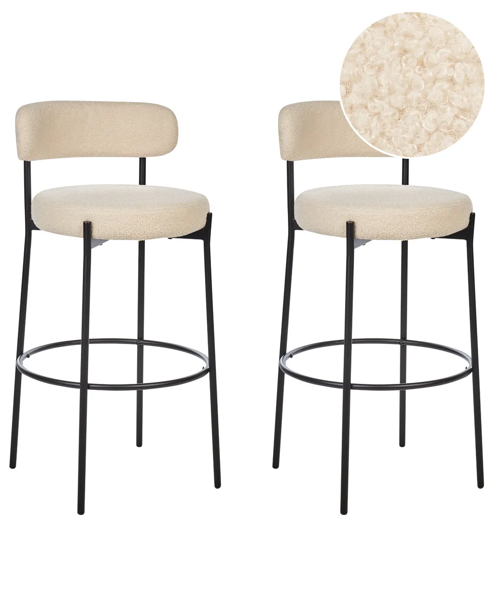 Set mit 2 Barstühlen ALLISON Bouclé Hellbeige