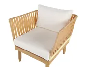 Lounge Set mit Tisch 4-Sitzer CREMONA Akazienholz Hellbraun / Cremeweiß linksseitig_775961
