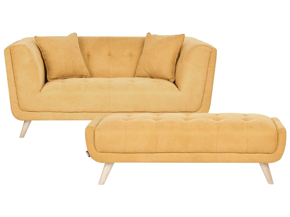 Sofa 2-Sitzer HABO mit Ottomane Stoff Senfgelb