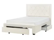 Bett mit Schubladen LIEVIN Samtstoff Hellbeige 140 x 200 cm_902390