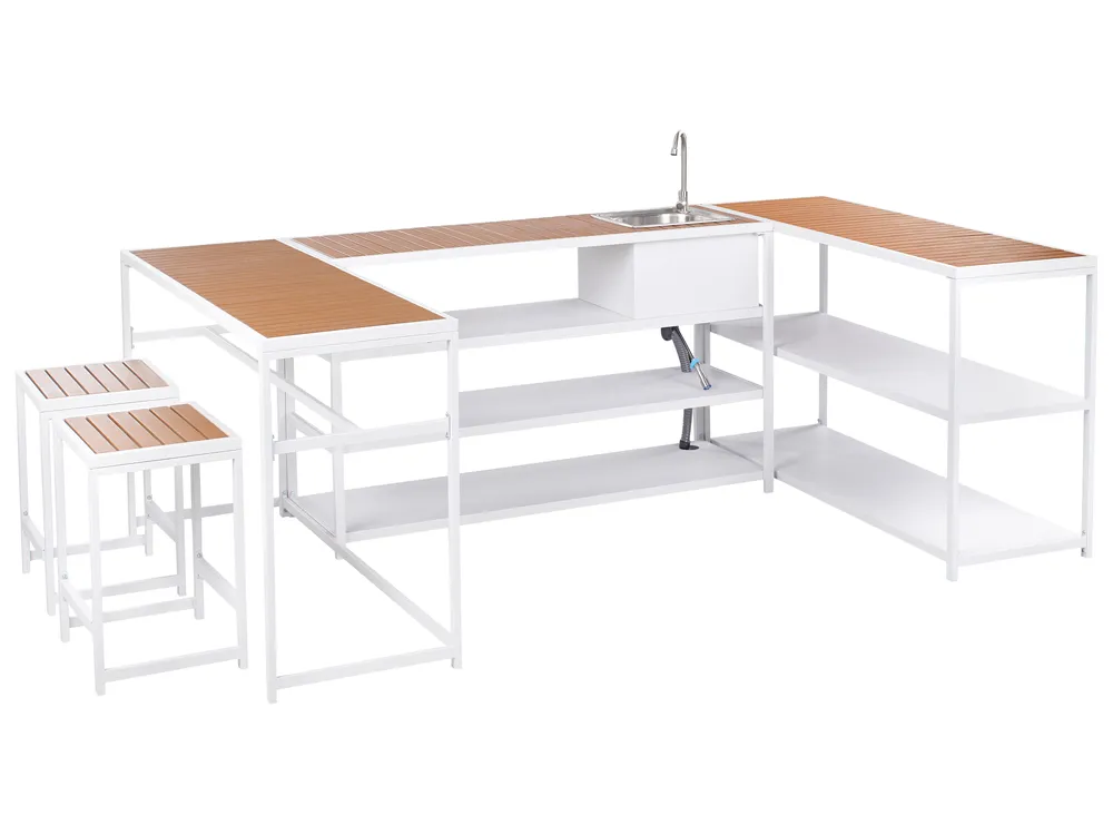 Outdoor-Küche mit Spüle AVETRANA Braun / Weiß Metall