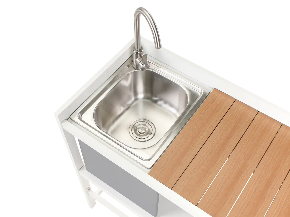 3 Piece Outdoor Kitchen Set with Sink ORTISEI White Metal_983948