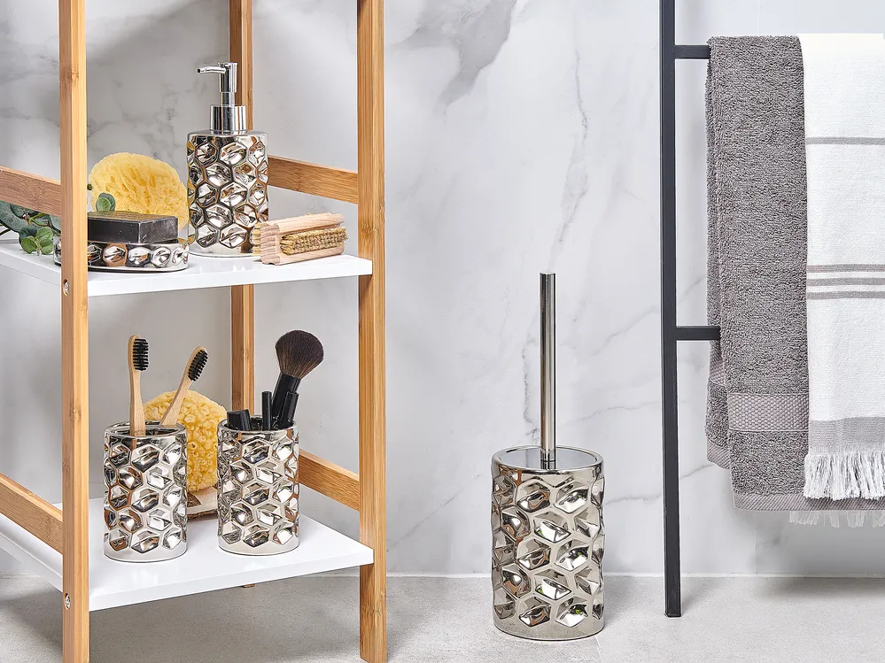 Badaccessoires Set 5-teilig TIRUA Keramik Silber