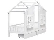Kids Bed with Drawers House Pine Wood TRAPPES 90 x 200 cm (EU Single) White_988949