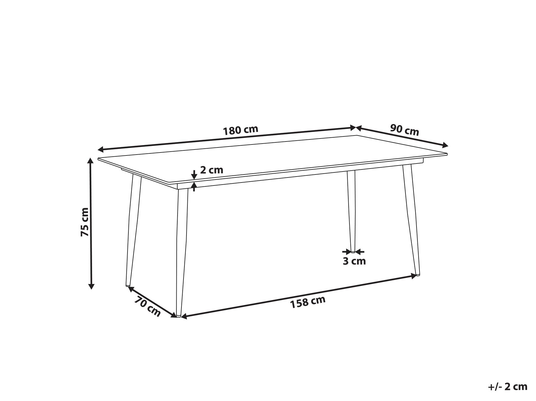 Gartentisch TOLENTINO 180 cm 90 cm Steinoptik Hellgrau_1029941