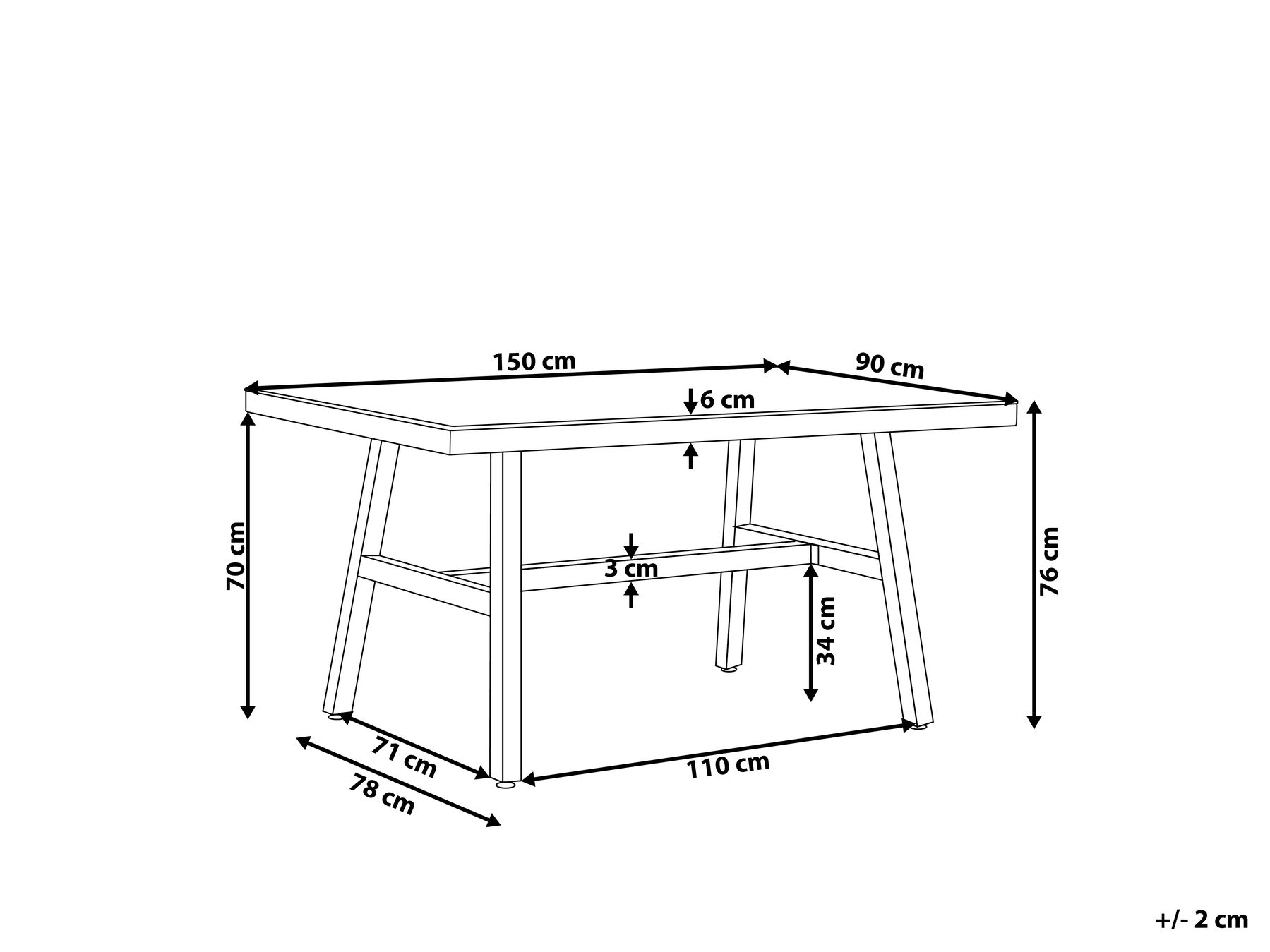 Gartentisch CANETTO 150 cm 90 cm Glas Schwarz_808304