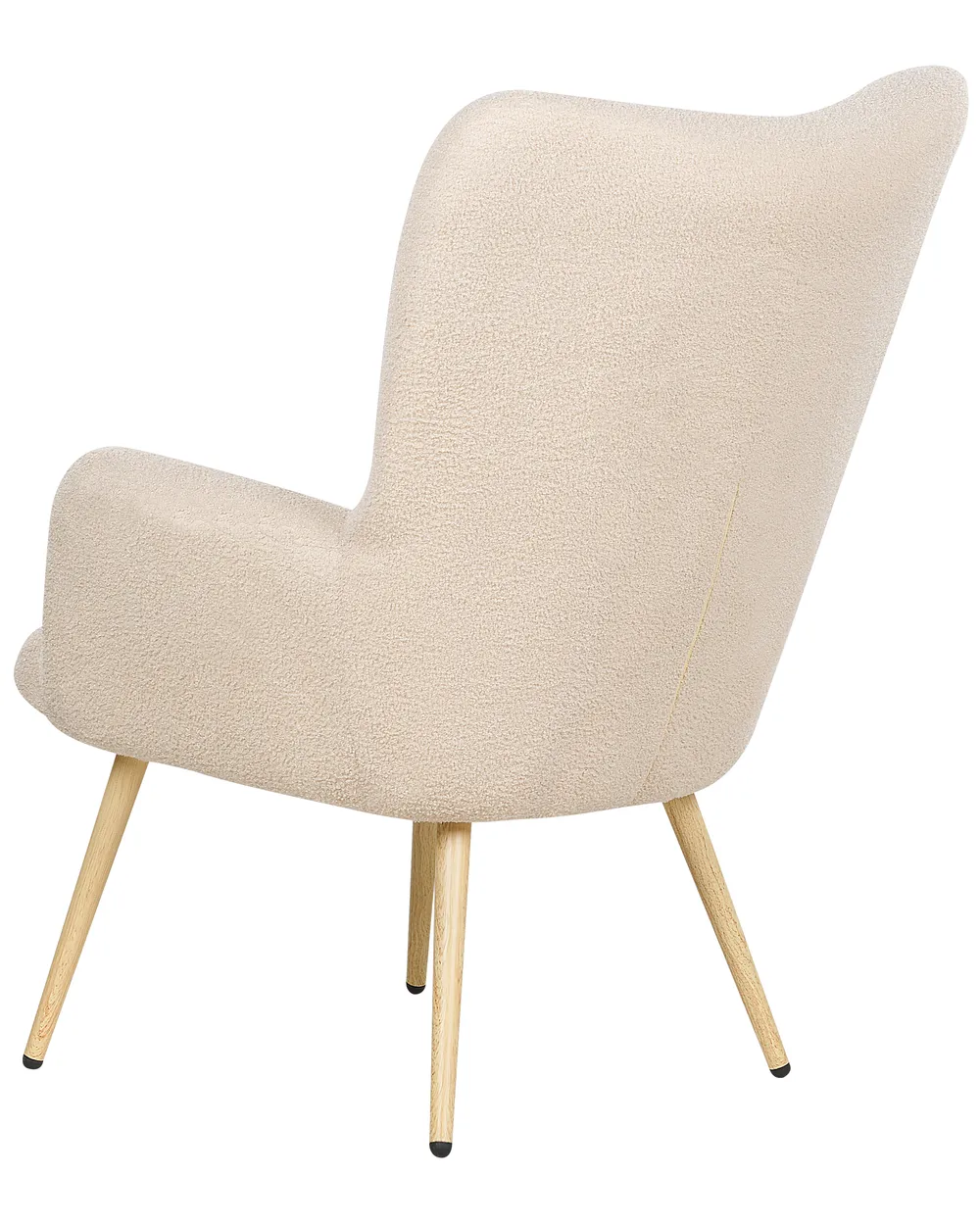 Beliani Sessel Mit Gebogener Rückenlehne – Bouclé-Stoff, Schwarze Beine, Cremeweiß, Retro-Design