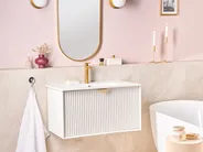 Wandmontierter Waschbeckenunterschrank mit Waschbecken BONAIRE Weiß_1005961
