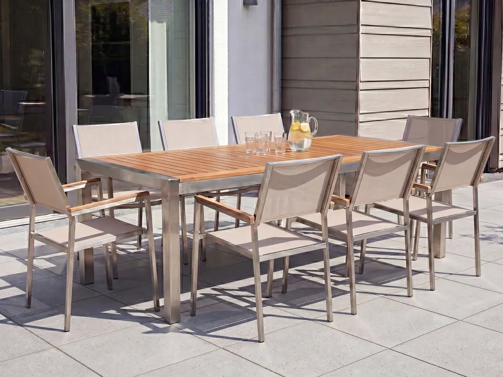 Gartenmöbel Set 8-Sitzer GROSSETO Eukalyptusholz Braun / Beige