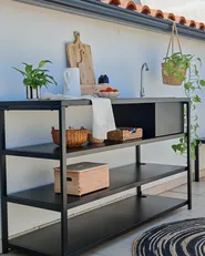 Outdoor-Kücheninsel mit Spüle AVETRANA Schwarz Metall_982952