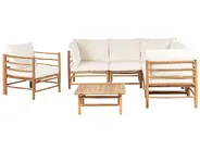 Lounge Set mit Tisch 6-Sitzer CERRETO Bambus Cremeweiß_909626