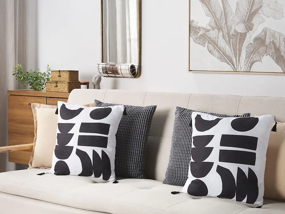 Dekokissen 2er Set LIRIOPE 45 x 45 cm Schwarz / Weiß Geometrisches Muster
