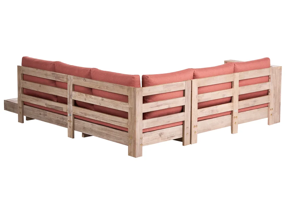 Garten Ecksofa 5-Sitzer MARETTIMO zertifiziertes Akazienholz Rot rechtsseitig_1081666