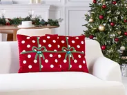 Dekokissen 2er Set GUMDROP 45 x 45 cm Samtstoff Rot Weihnachtsmotiv_1079056