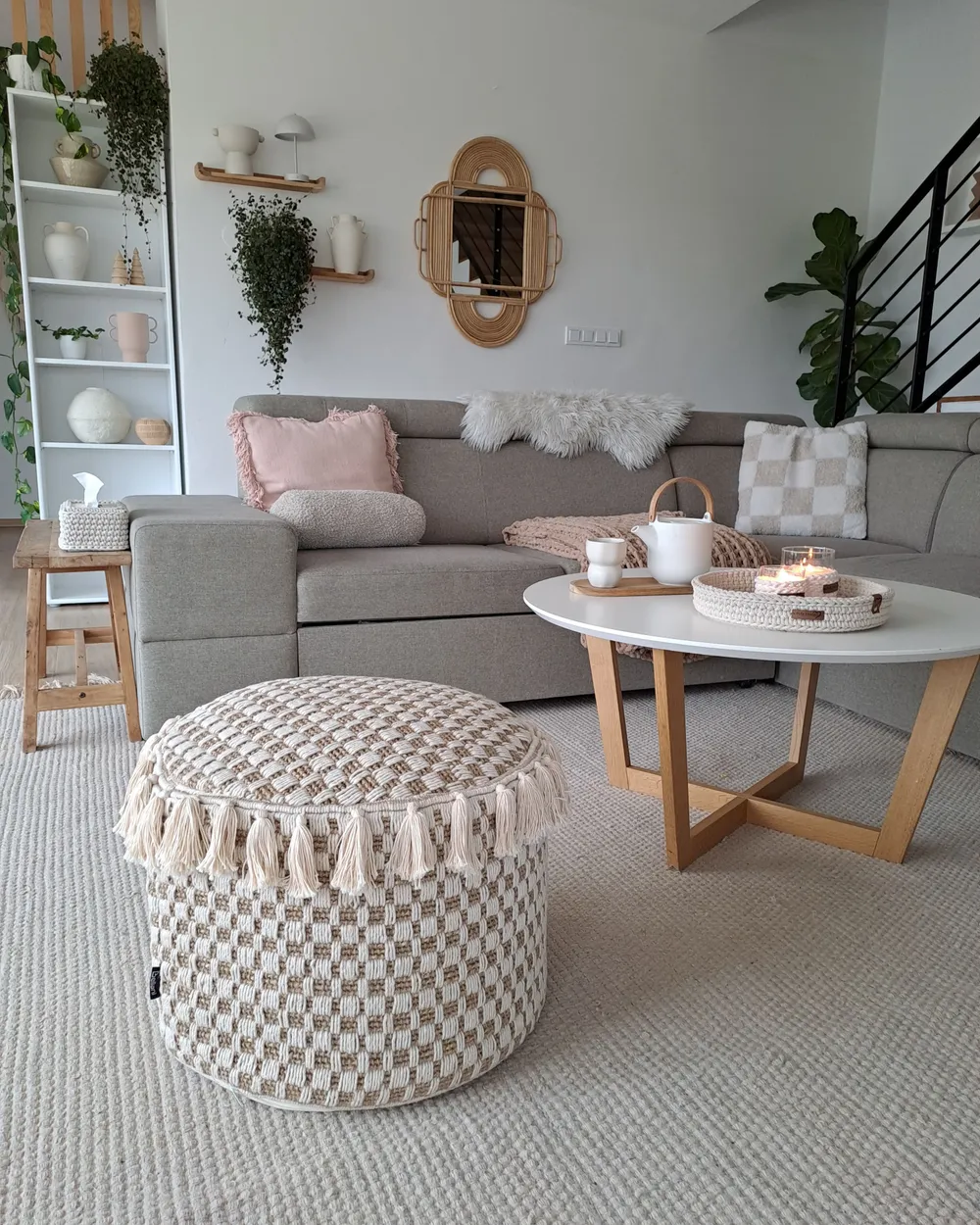 Pouf PIRAK Baumwolle Hellbeige_972563