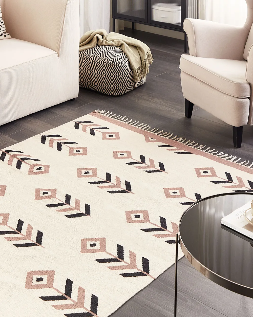Rug NIAVAN Beige 140 x 200 cm Kilim Cotton