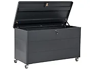Aufbewahrungsbox KYMI 136 cm 55 cm Metall mit Rädern Dunkelgrau_1173666
