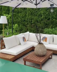 Gartensofa 2-Sitzer MARETTIMO zertifiziertes Akazienholz Cremeweiß_994079