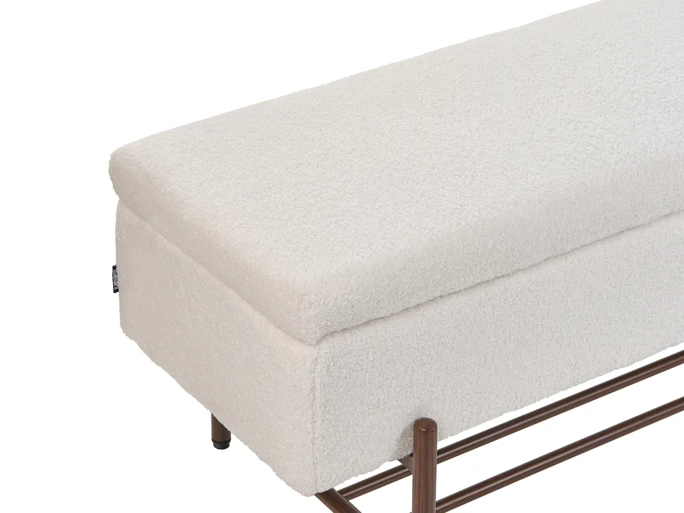 Schuhbank VAIL Bouclé Cremeweiß mit Stauraum_1058970