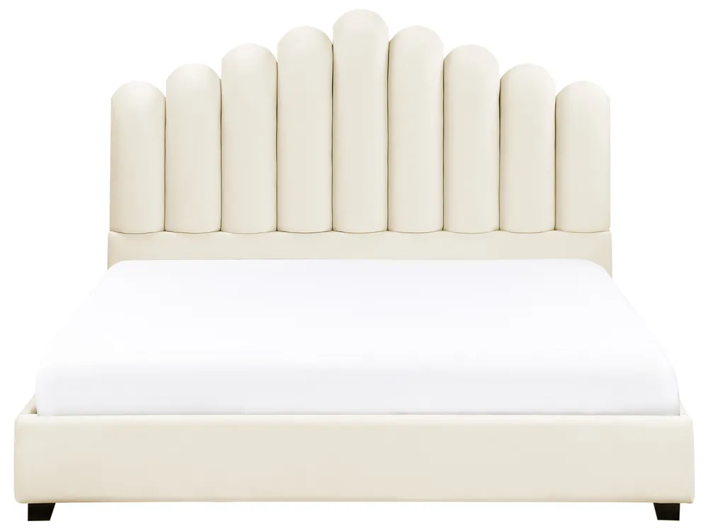 Bed Velvet VINCENNES 140 x 200 cm (EU Double) Off-White_974532