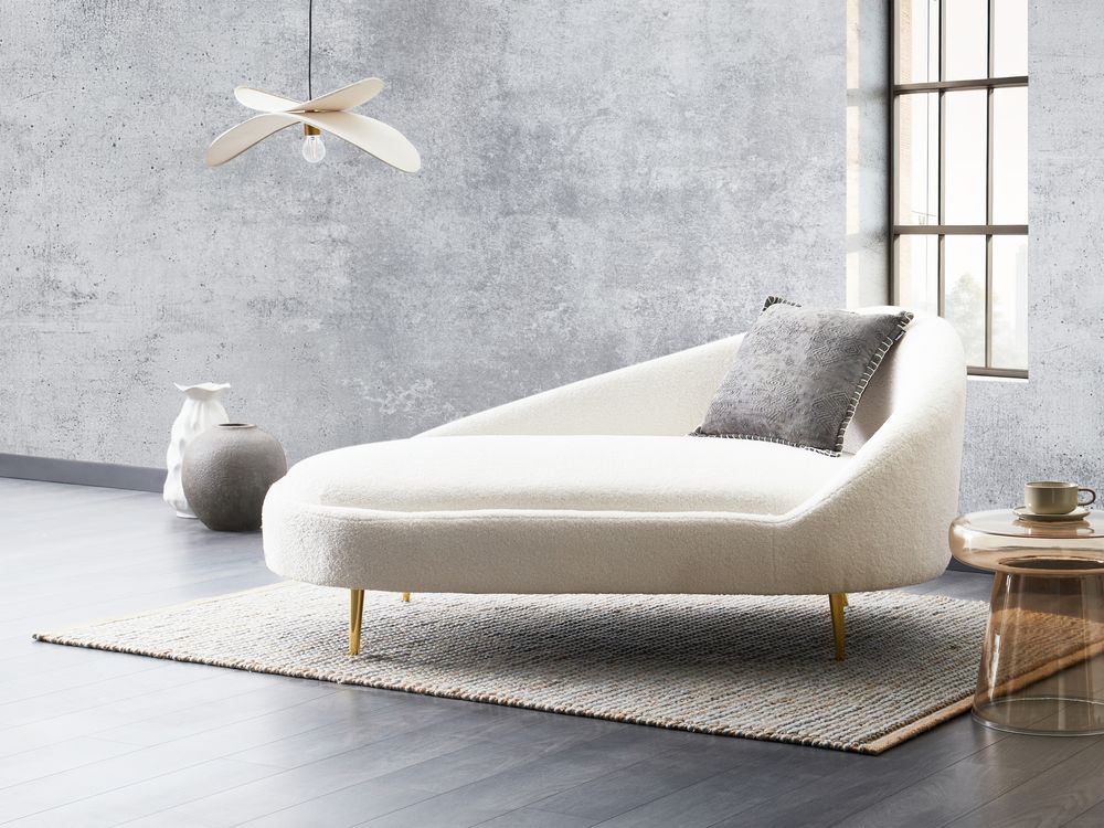 Right-Hand Chaise Longue VALREAS Boucle Off-White
