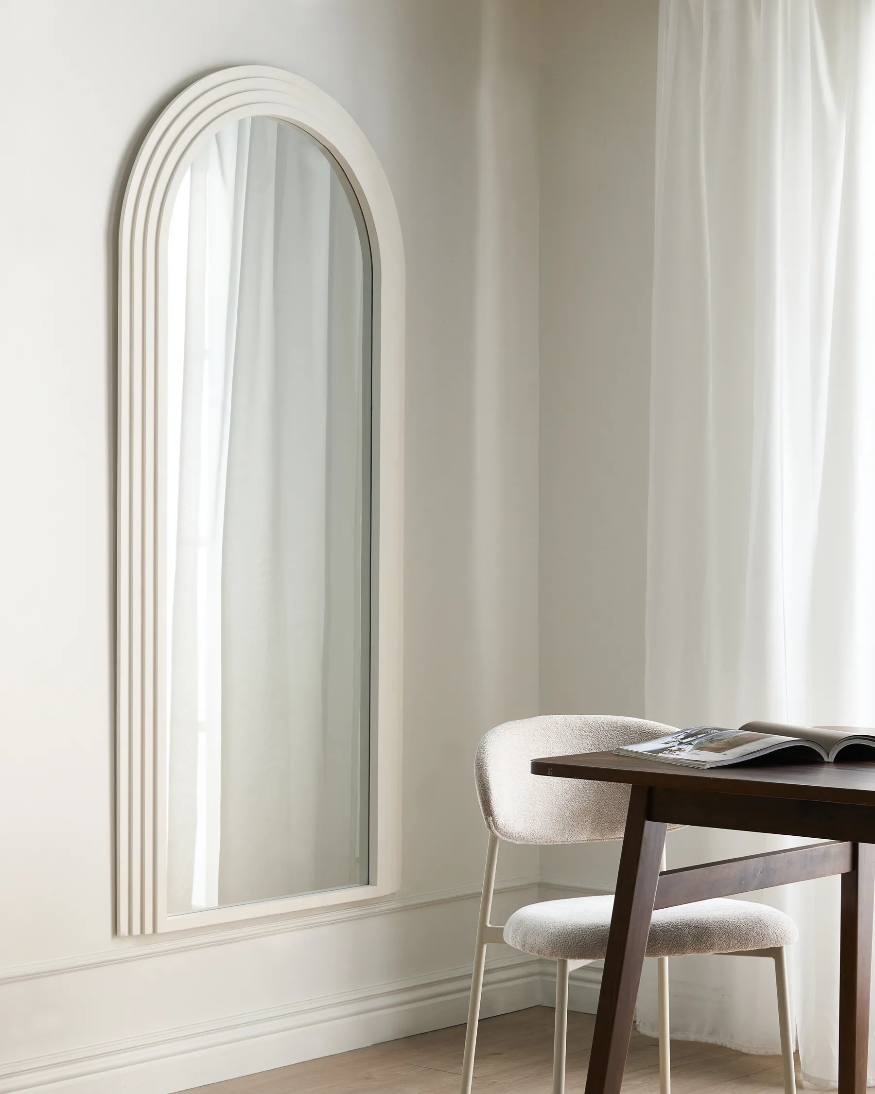 Wall Mirror DIJON 80 cm 170 cm Wood Off-White_995162
