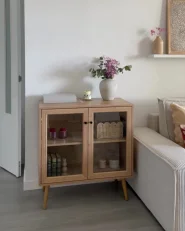 Sideboard mit Glastüren ALBANY 80 cm Hellbraun_994060