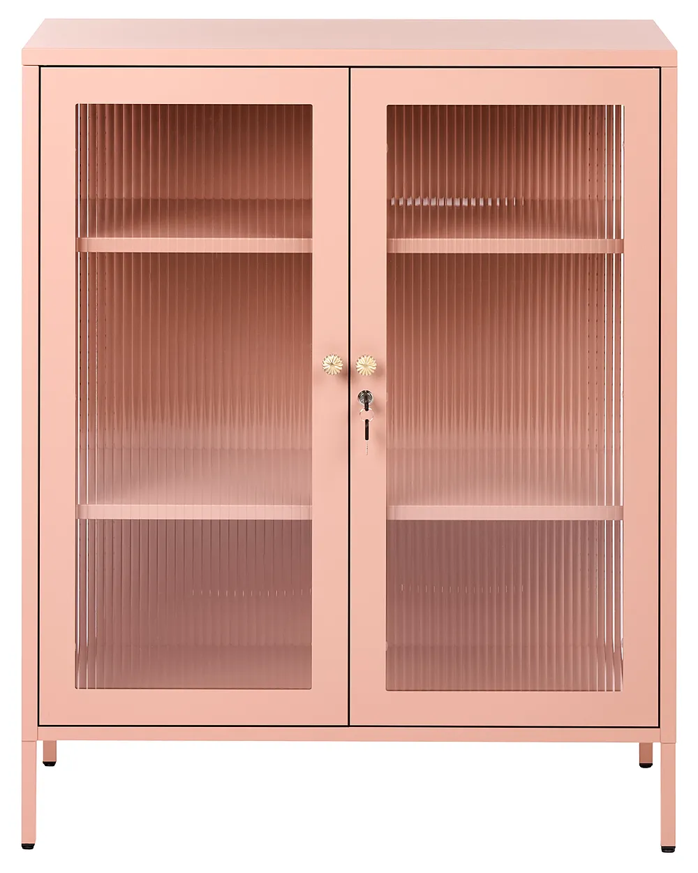 Vitrine mit Glastüren HARLYN  90 cm Metall Pfirsichrosa_1160805